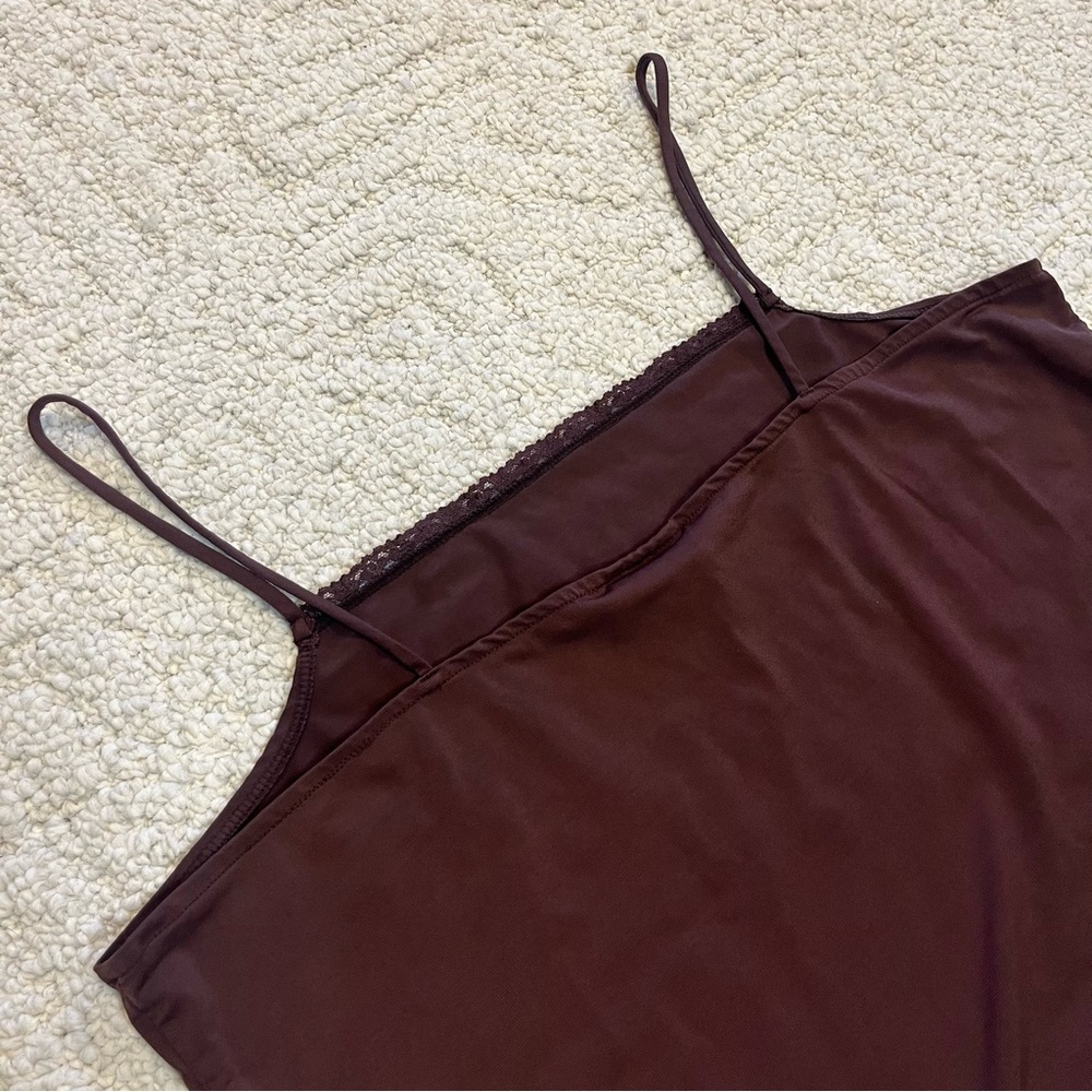 Fashion Bug Y2K lace trim tank size 18/20W chocolate brown layering piece - Picture 6 of 6